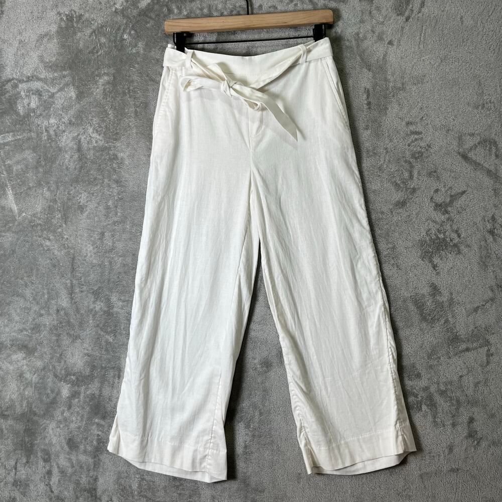 Banana Republic Rowan Wide Leg Pants Linen Cotton Blend 2 Coastal Lightweight
